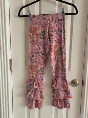 Matilda Jane Dusty Rose Pink Floral Ruffle Leggings